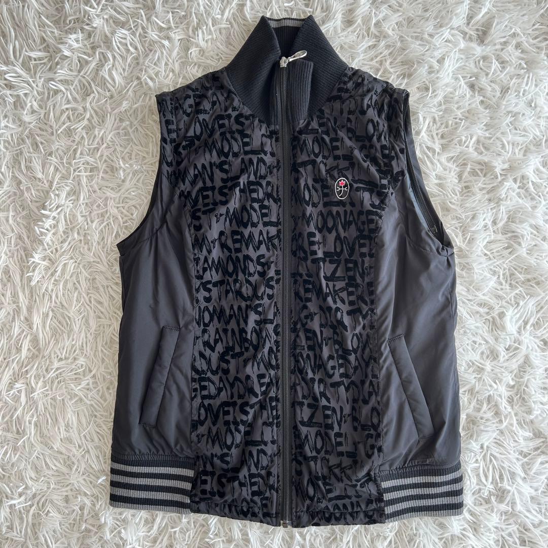 美品　カステルバジャック 総柄 ダウンジャケット　2way 黒　2