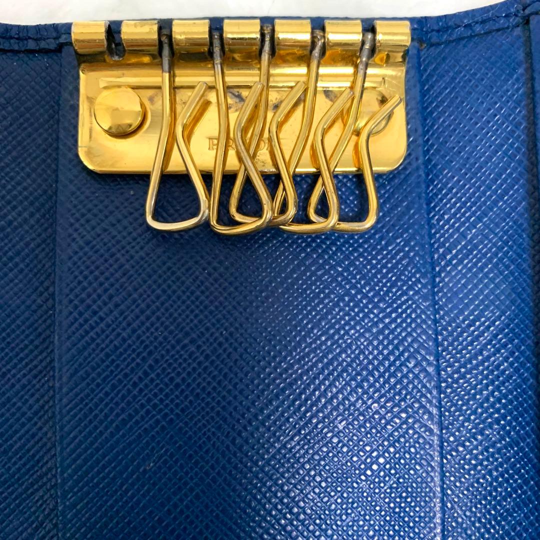 ちょこたん様PRADA プラダ　サフィアーノレザー　5連キーケース ネイビー