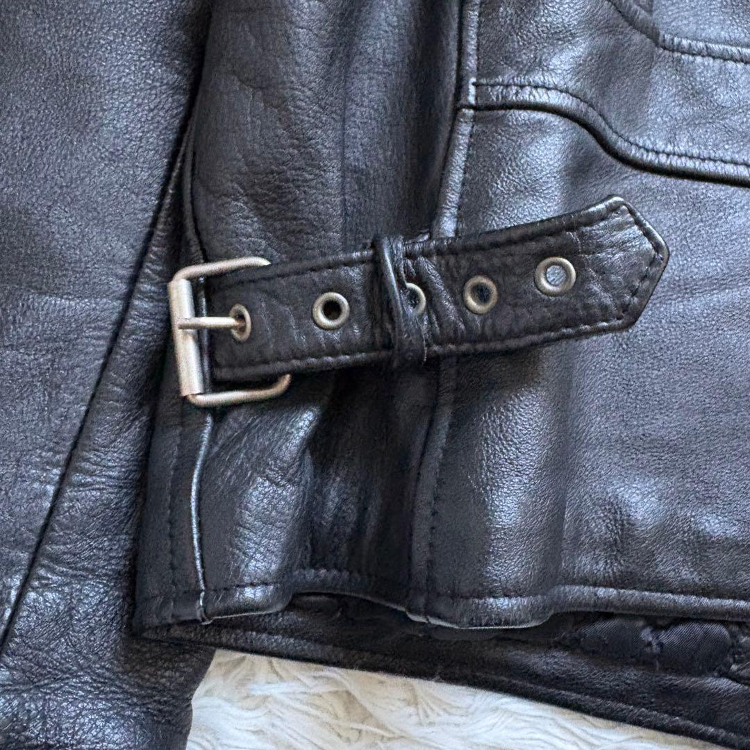 希少 XL FREEDOM レザージャケット 本革 カウレザー 牛革 黒 バイク