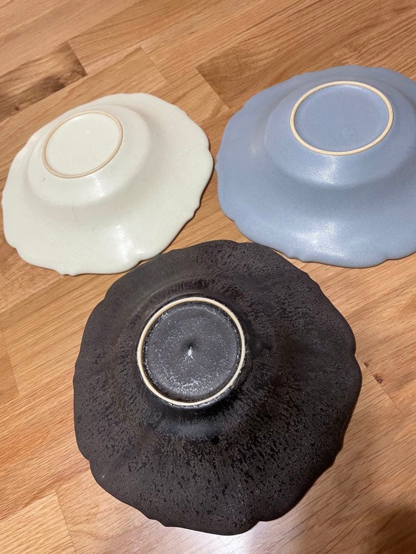 Awabi ware 輪花皿　　浅鉢　　3枚セット　　岡本純一