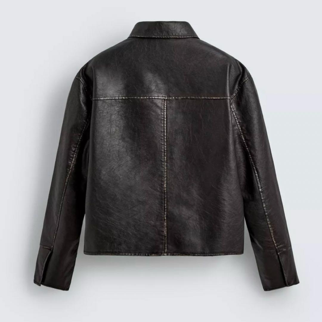 ZARA ウォッシュドフェイクレザージャケット