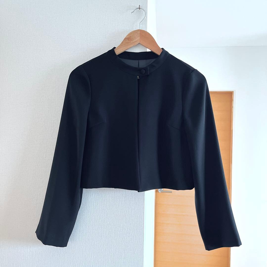 【38サイズ】kaene バックタックジャケット　ブラック　フォーマル　M