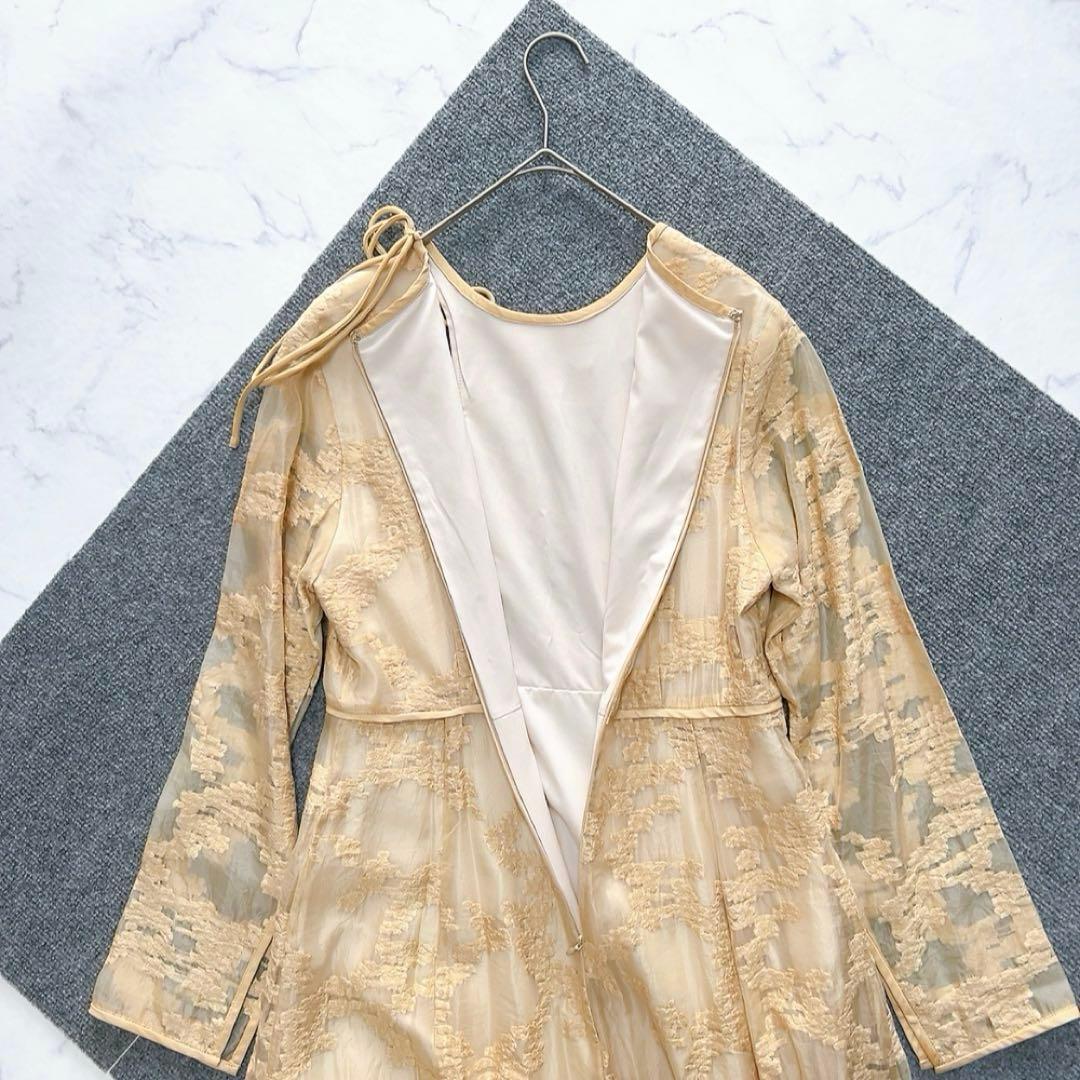 極美品♡フラワー ジャガード ワンピース ベージュ　オケージョン