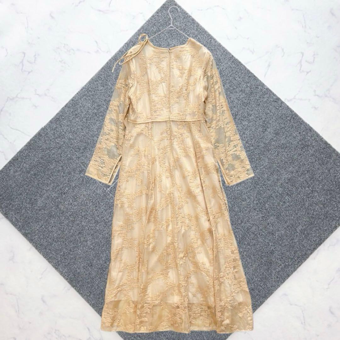 極美品♡フラワー ジャガード ワンピース ベージュ　オケージョン