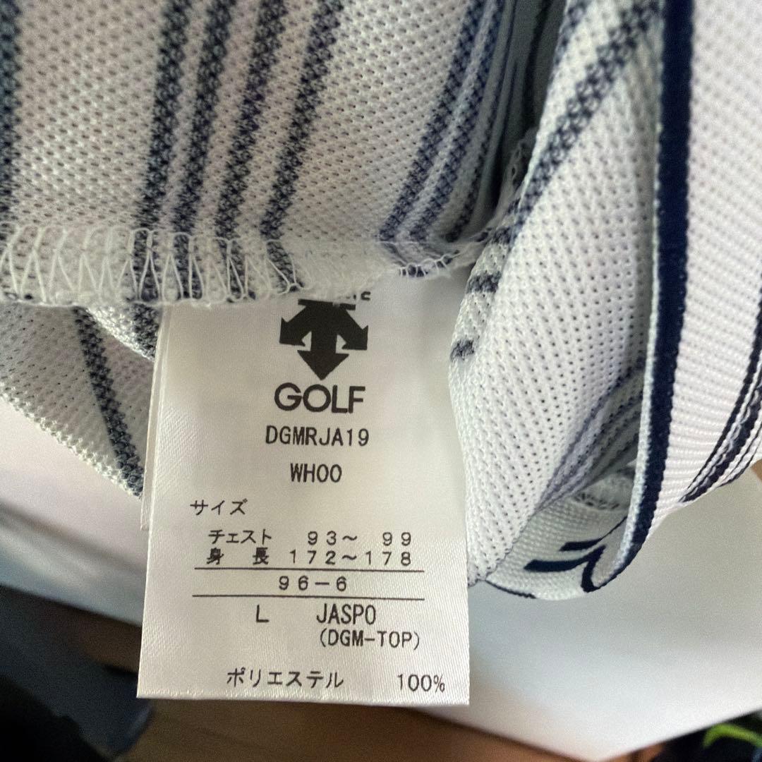 DESCENTE GOLF ストライプポロシャツ Lサイズ