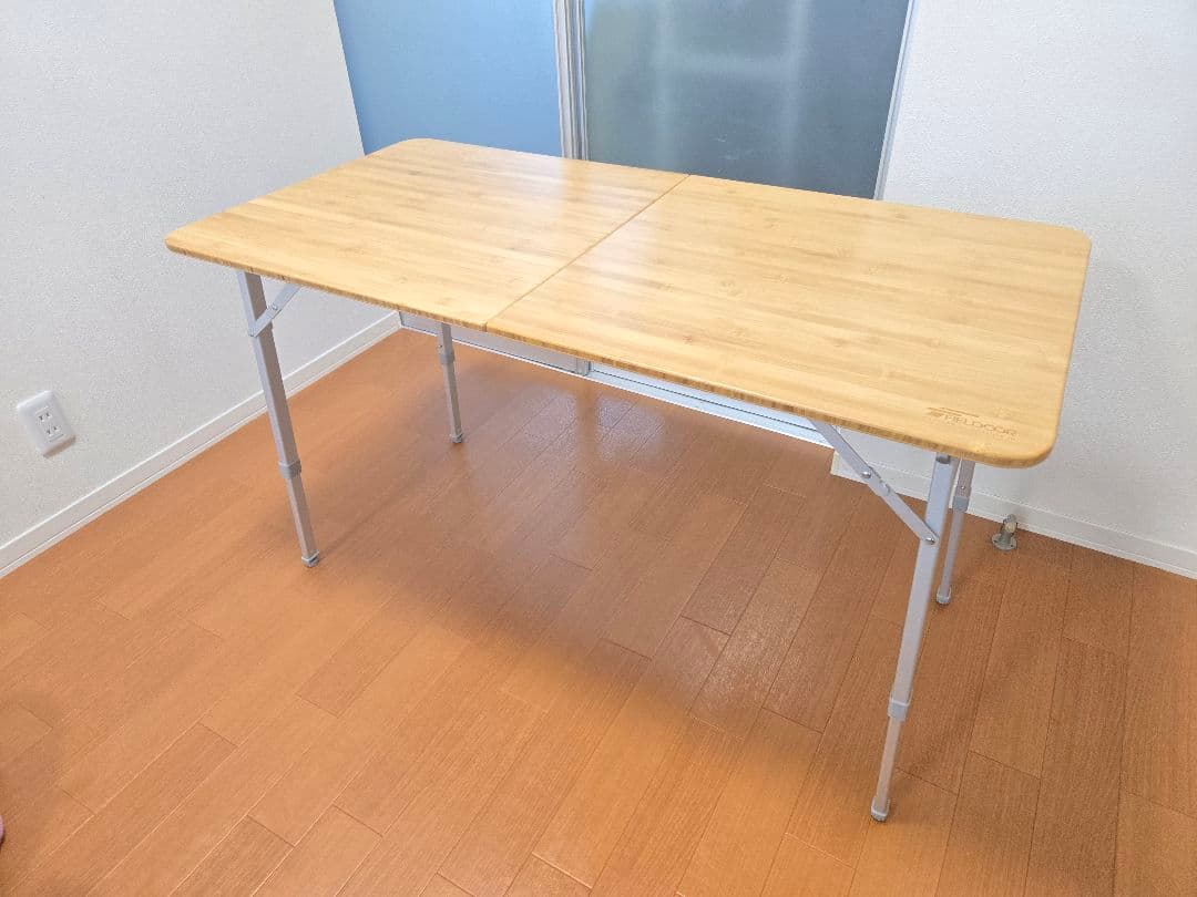 FIELDOOR レジャーテーブル　60cm x 120cm バンブー 2段階
