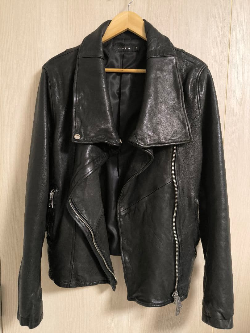 CIVARIZE 羊革 シープスキン ダブルライダースジャケット 48 L 黒
