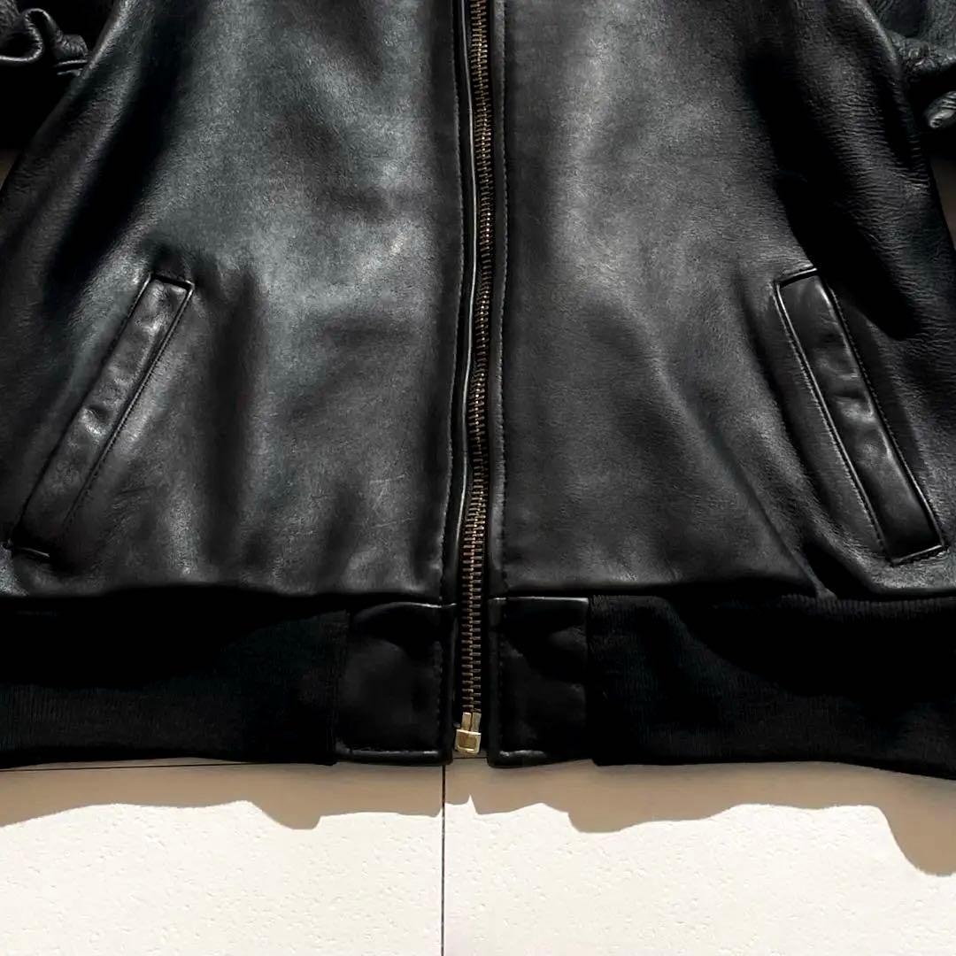 【美品/40】VANSON バンソン ボンバージャケット カウレザー 黒