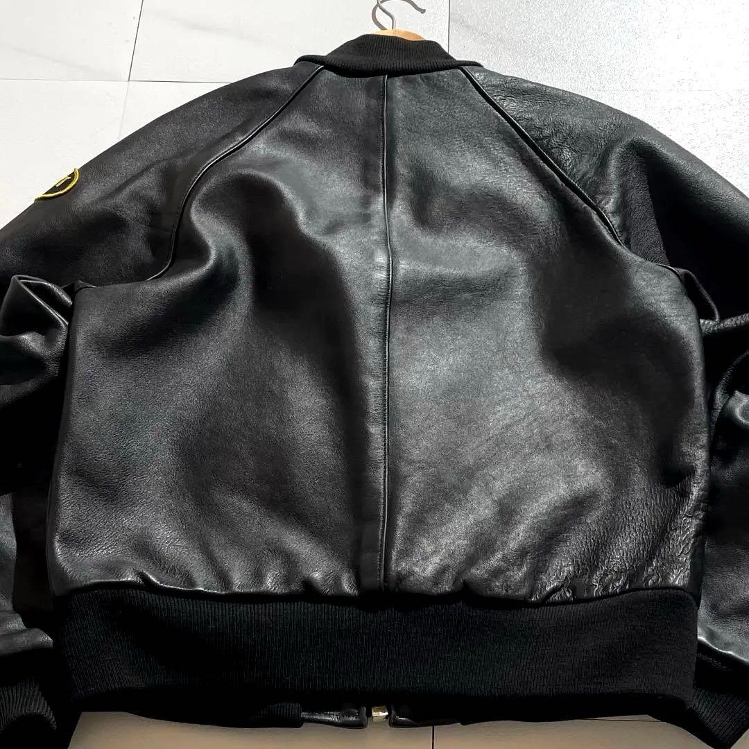 【美品/40】VANSON バンソン ボンバージャケット カウレザー 黒