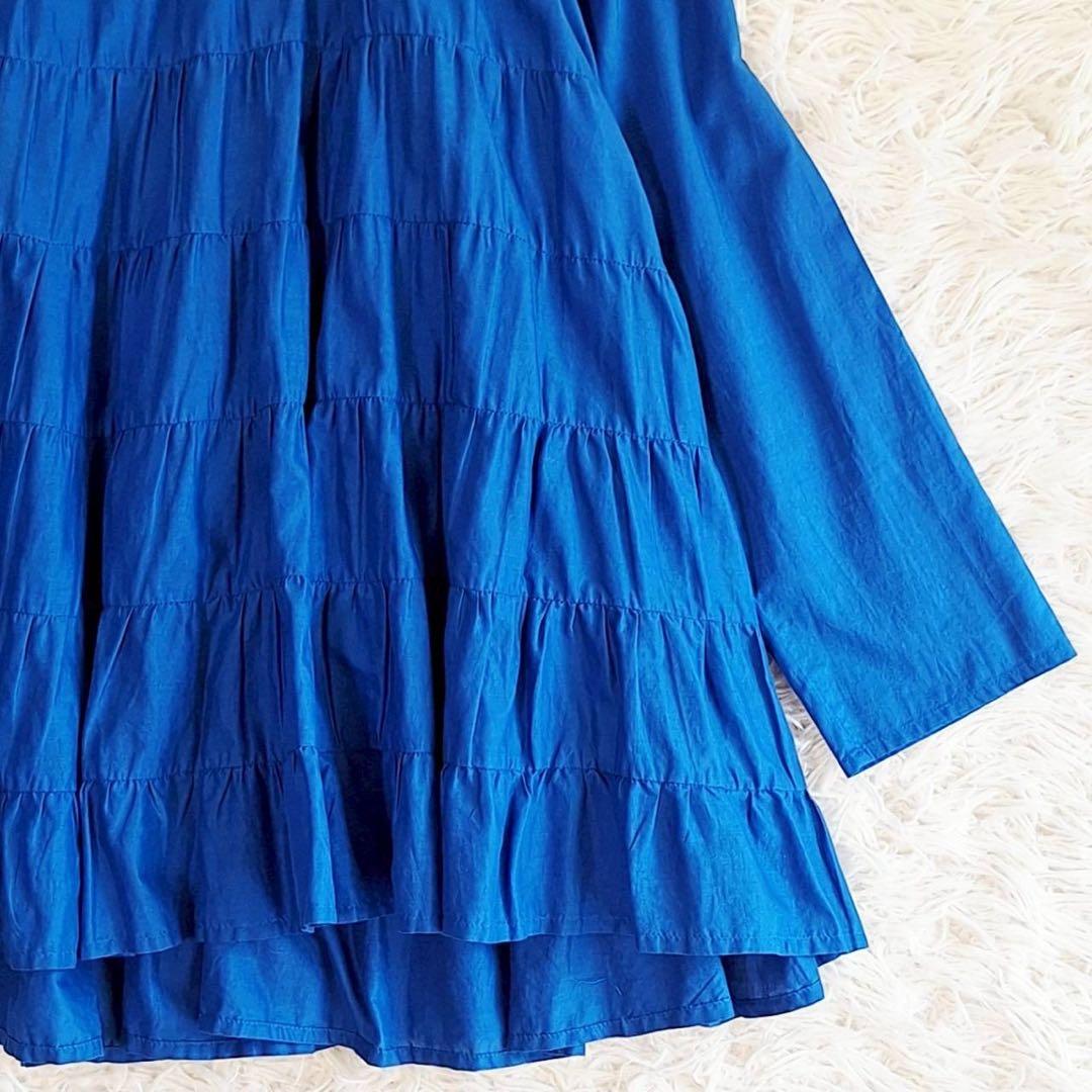 A1977【美品】MERLETTE マーレット ティアードブラウス 青 S