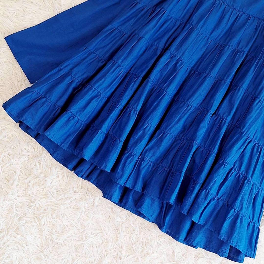 A1977【美品】MERLETTE マーレット ティアードブラウス 青 S