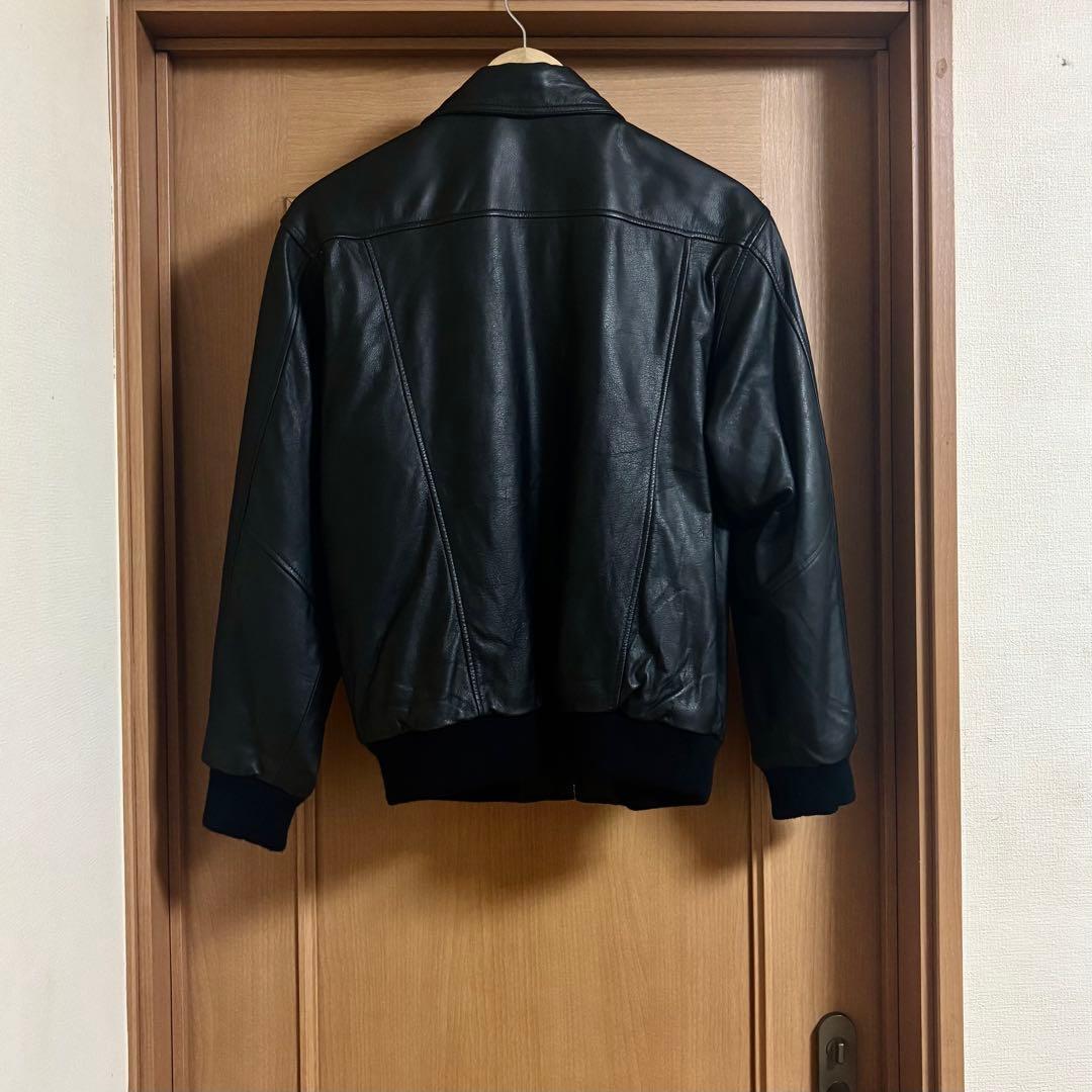 レザージャケット ライダースジャケット シングル リブ ブラック 黒 本革 牛革