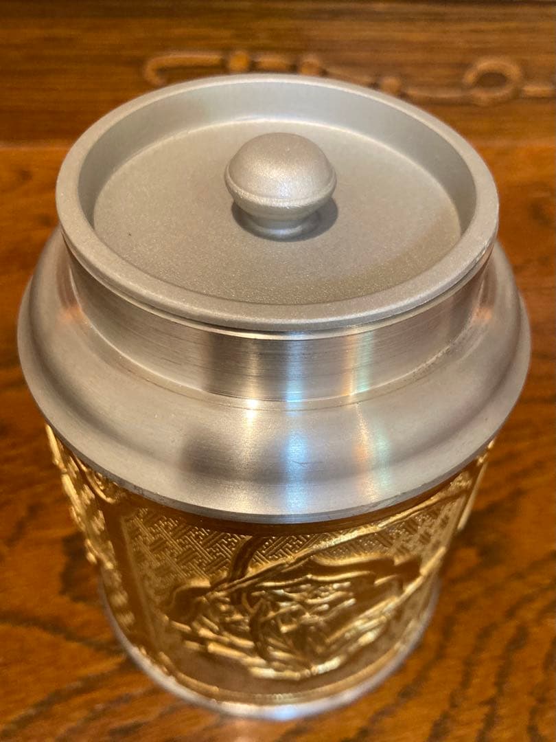 TUMASEK PEWTER ツマセク ピューター 錫製 茶筒 茶道具 草花紋