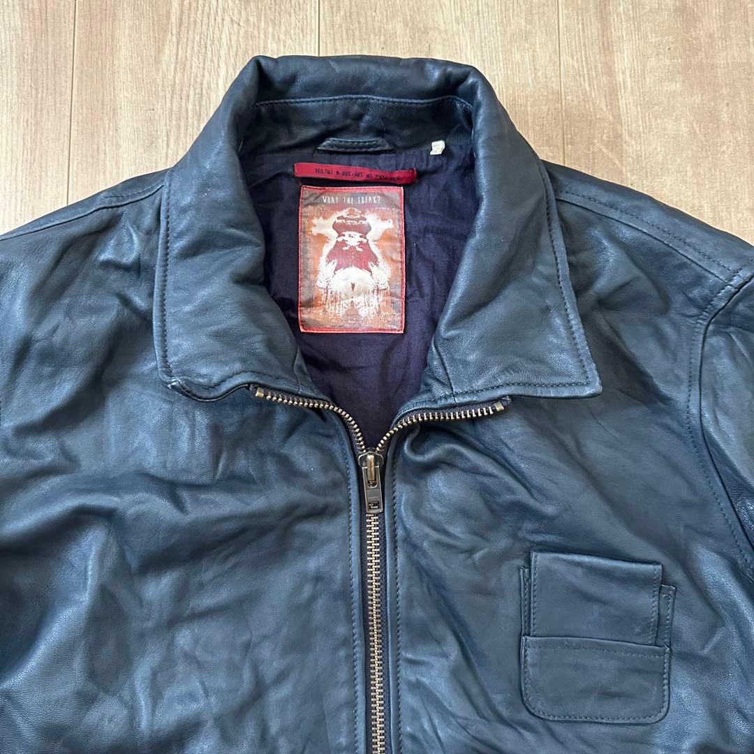 【美品】フランス軍 フライトジャケット パイロット レザー　ブラック　L XL