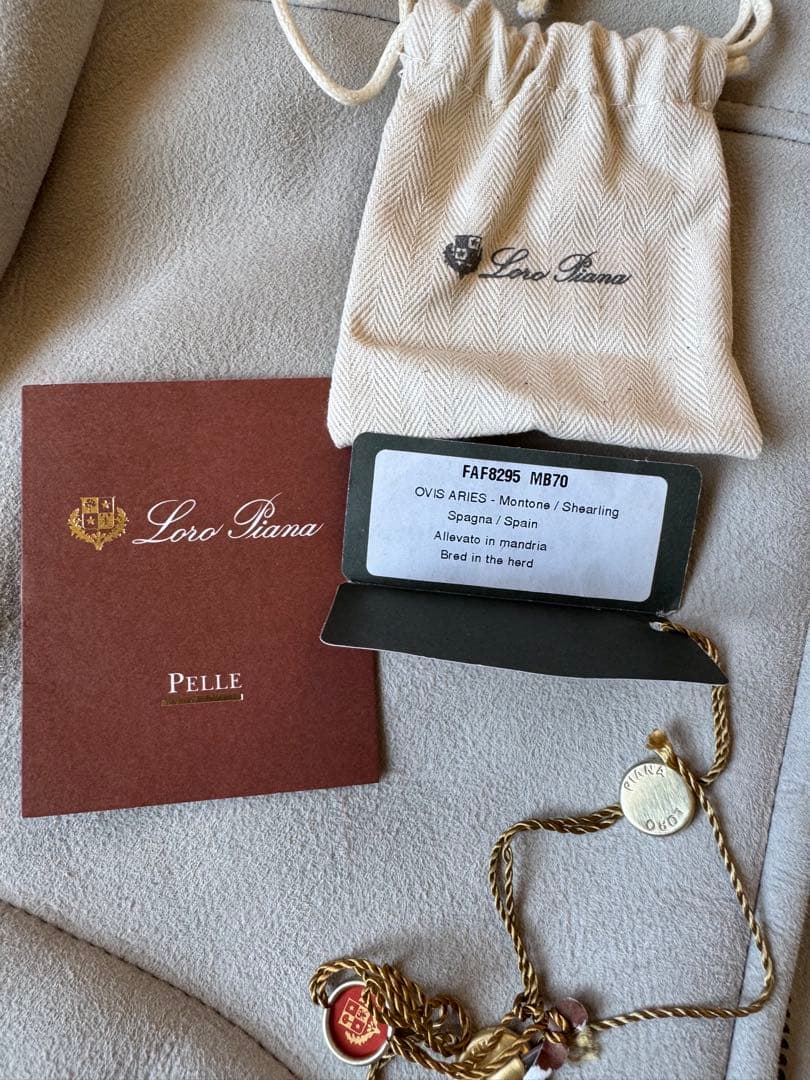 Loro Piana ムートン ジップブルゾン L アイボリー 羊革 イタリア製