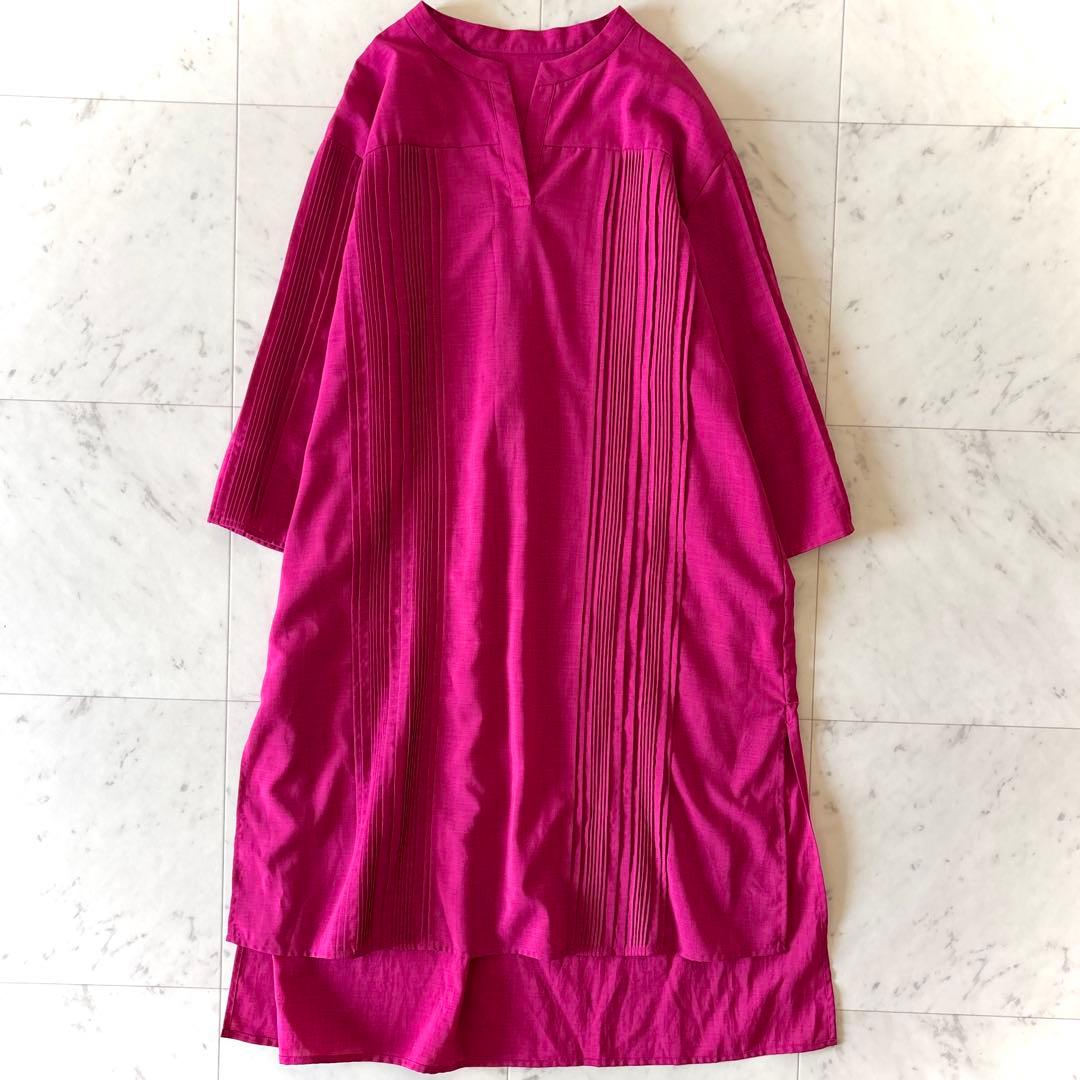 美品 アドーア ADORE シアーボイルチュニックブラウス 洗える ピンク 38