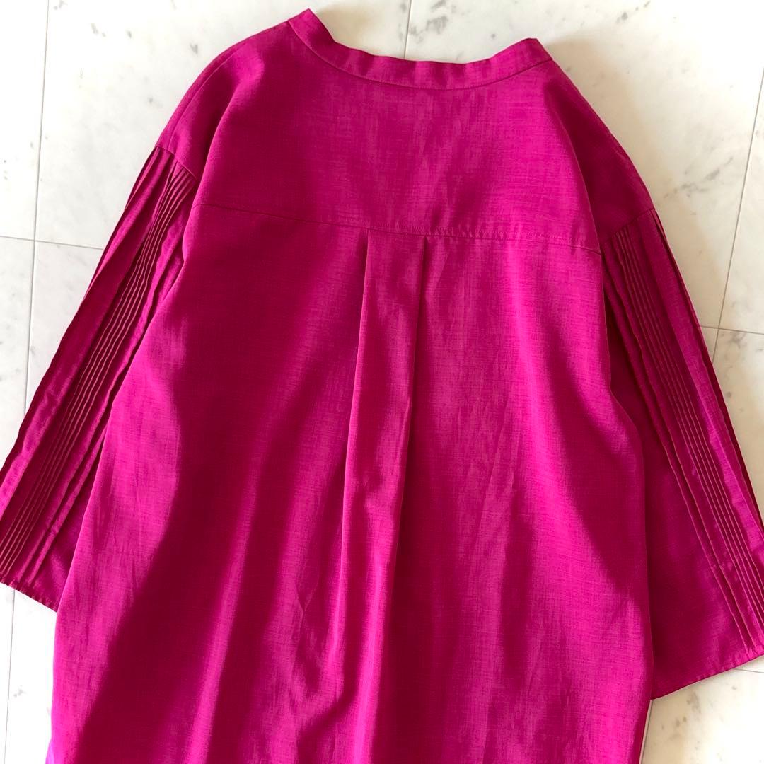 美品 アドーア ADORE シアーボイルチュニックブラウス 洗える ピンク 38