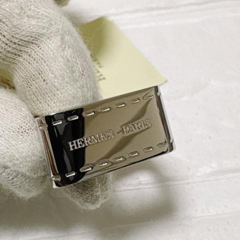 新品未使用HERMES ボルデュック スカーフリング シルバー 馬車柄 スクエア