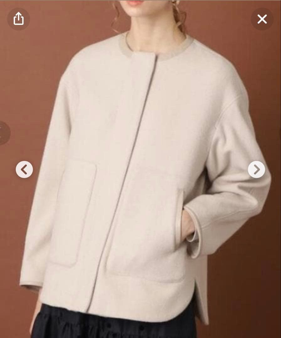 ⭐️美品　Super110's フェイクレザーパイピングブルゾン34／ドレステリア