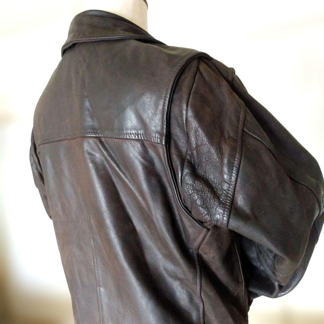 Vintage イタリア製 タンニン鞣し レザージャケット トラッカージャケット