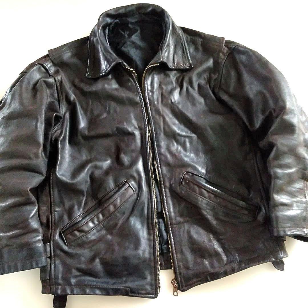 Vintage イタリア製 タンニン鞣し レザージャケット トラッカージャケット