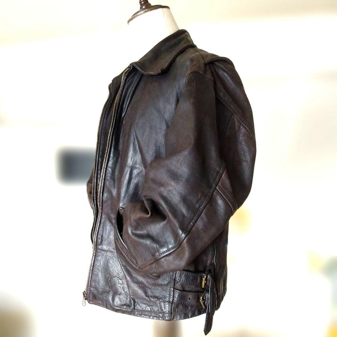 Vintage イタリア製 タンニン鞣し レザージャケット トラッカージャケット