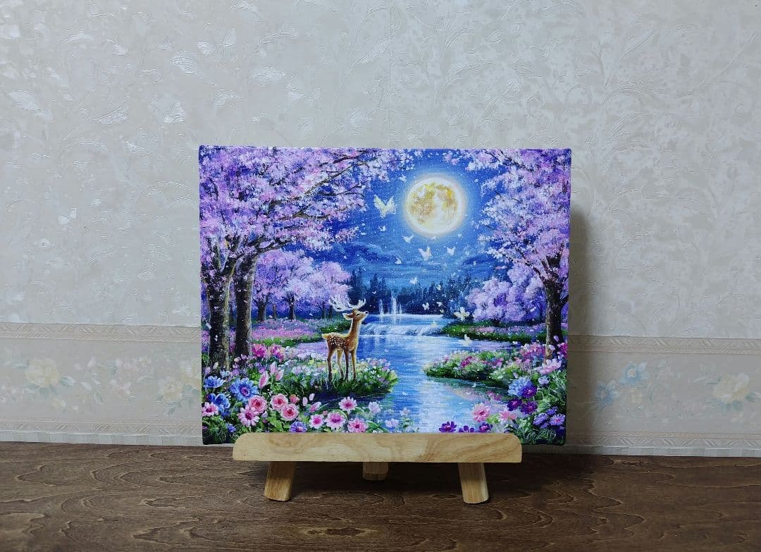 い*＊様 【月夜の桜】アクリル画 F3 風景画 絵画