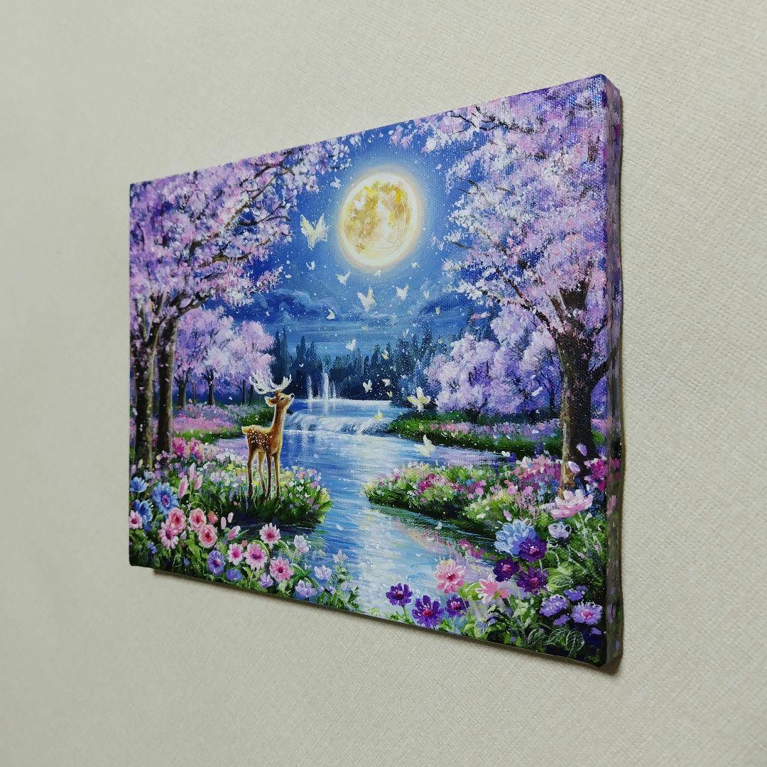 い*＊様 【月夜の桜】アクリル画 F3 風景画 絵画