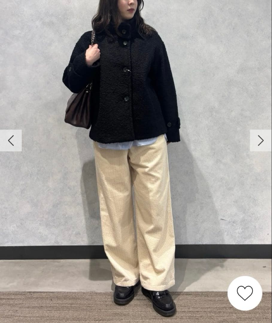 fredy emue フレディエミュ　ループシャギー　スタンドカラーコート　黒