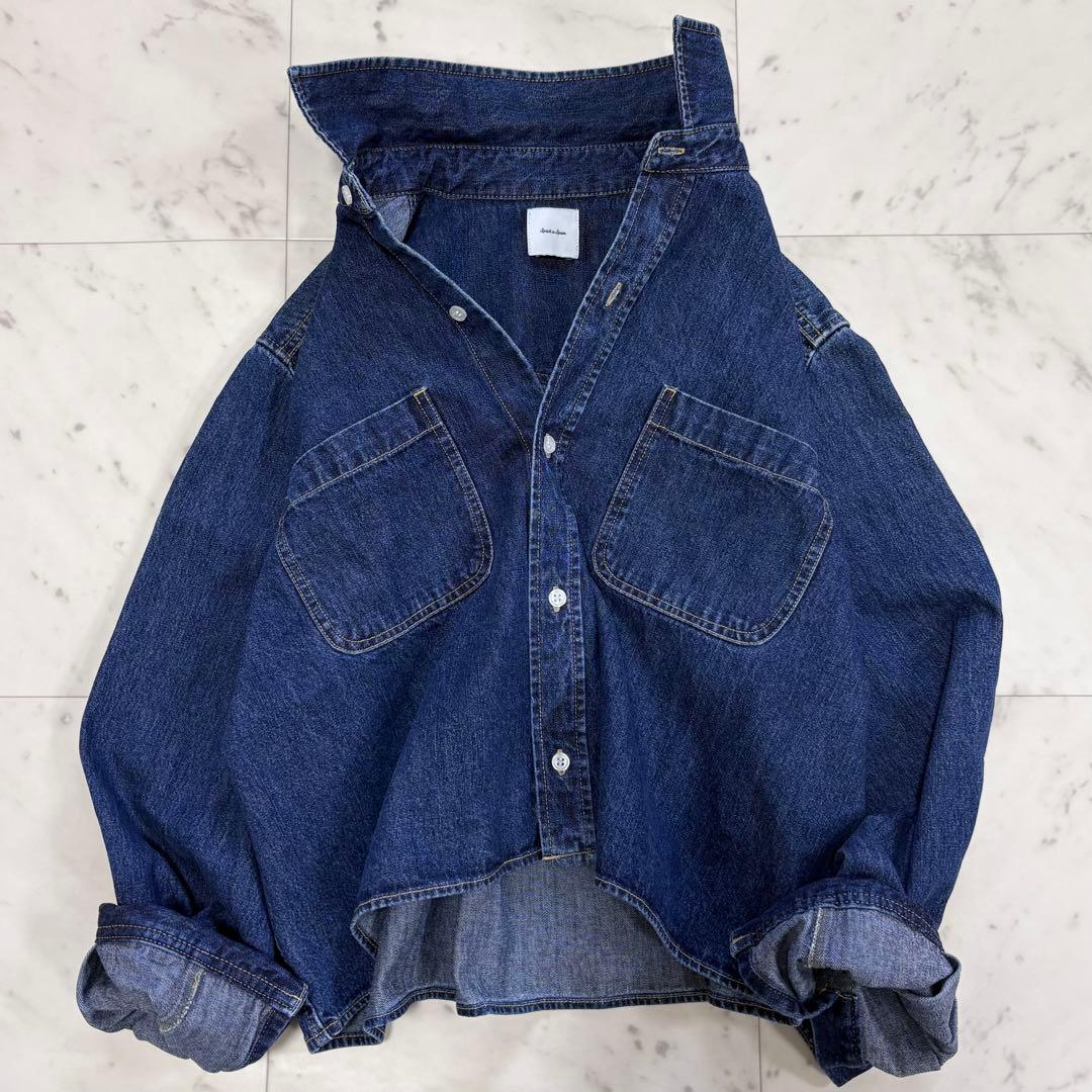 極美品✨スピック&スパン　ショートデニムシャツ　クロップドシャツ　2024AW