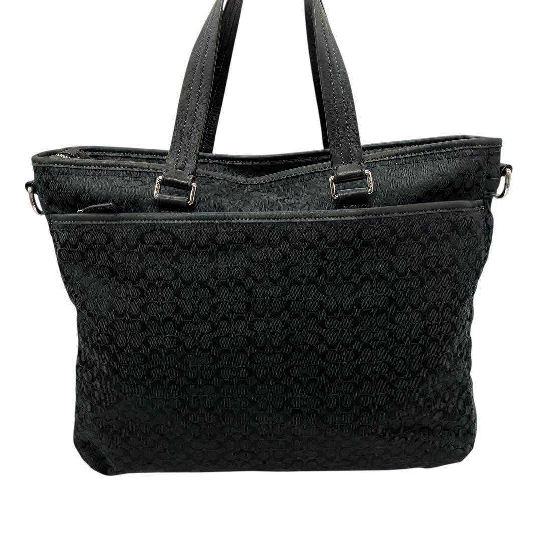 良品 2128 COACH トートバッグ 2way ミニシグネチャー ブラック