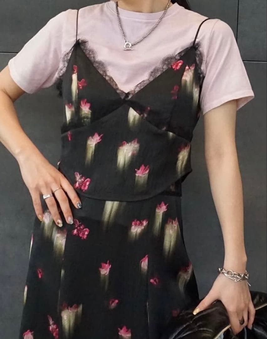 【完売品】Ameri CLARA SATIN CAMI DRESS BLK(S)