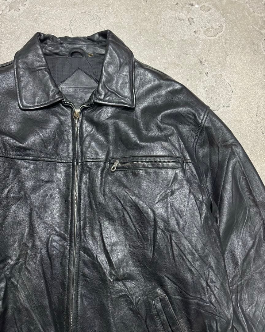 90s ブラック レザースポーツジャケット 本革 ビンテージ 古着