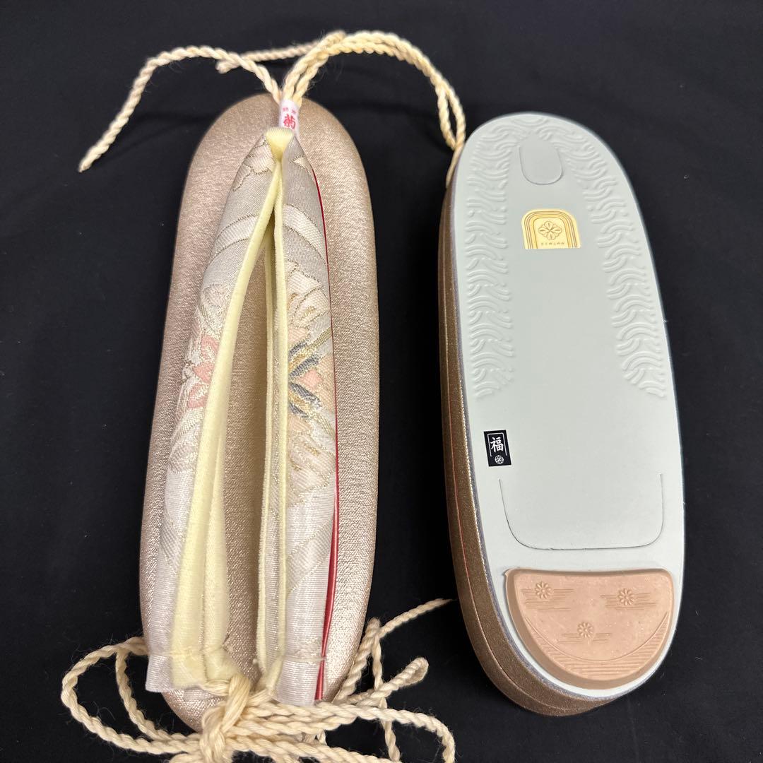 新品 高級 草履バック 菊の好 花菱文様 クリーム 帆布草履 2967
