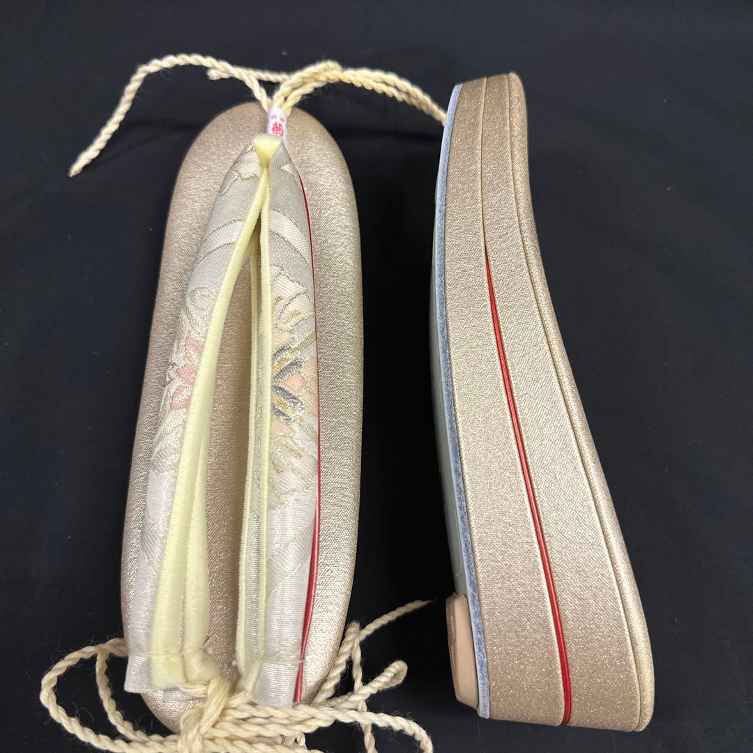 新品 高級 草履バック 菊の好 花菱文様 クリーム 帆布草履 2967