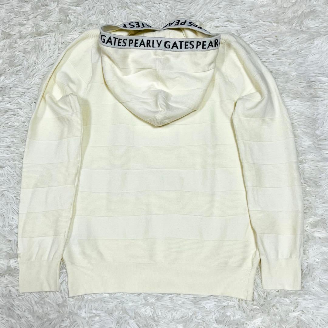 美品✨PEARLY GATES フード付きニットセーター ホワイト系 サイズ1