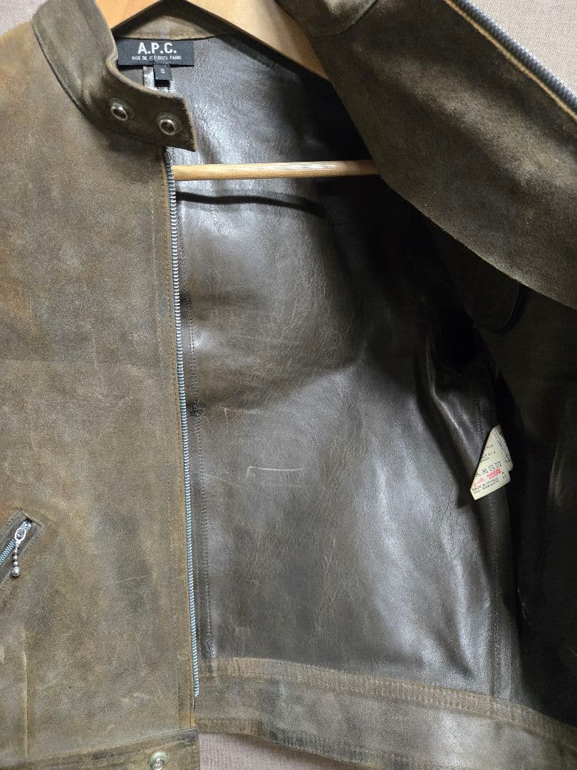 A.P.C. ヴィンテージ加工 スエードレザーシングルライダースジャケット