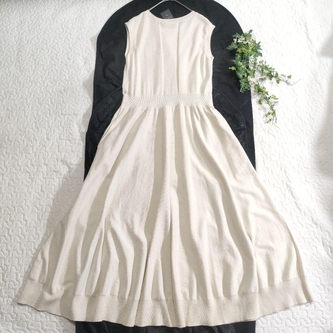 極美品✨EPOCA　ロングフレアニットワンピース　ノースリーブ　アイボリー　40