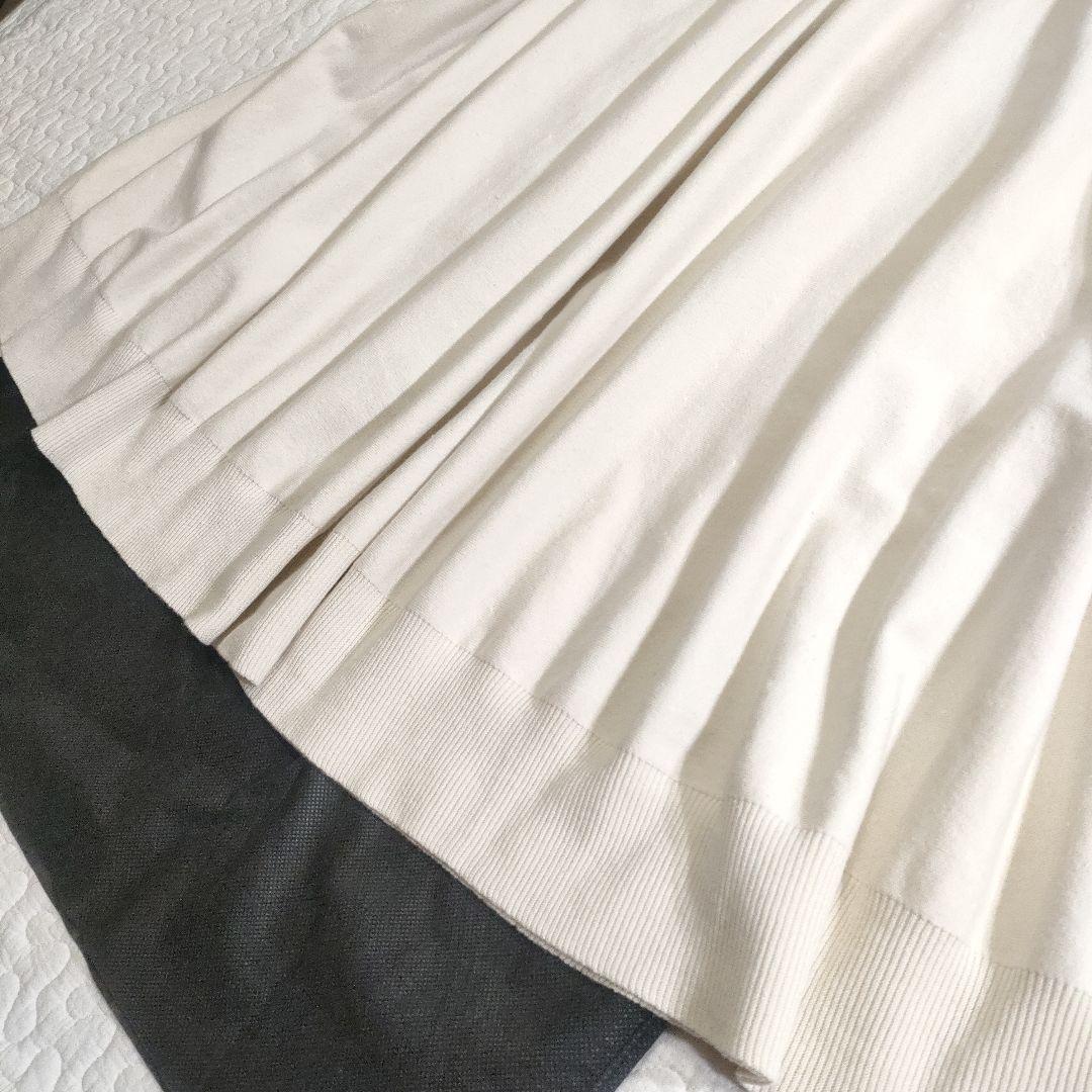 極美品✨EPOCA　ロングフレアニットワンピース　ノースリーブ　アイボリー　40