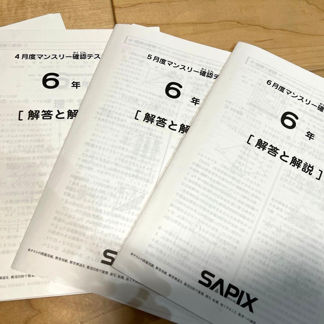 最新サピックス　６年生　2025入試　マンスリーテスト組分けテスト　12回分