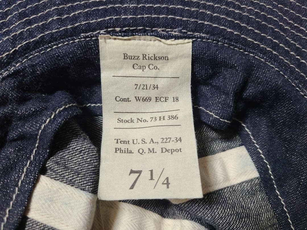 Buzz Rickson Cap Co. ダークデニムハット 7 1/4