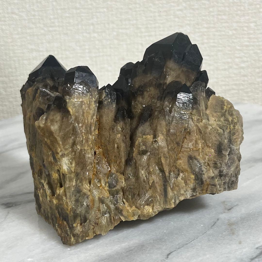 【天然石】キャンドルクォーツ　モリオン　原石　クラスター　679.5g