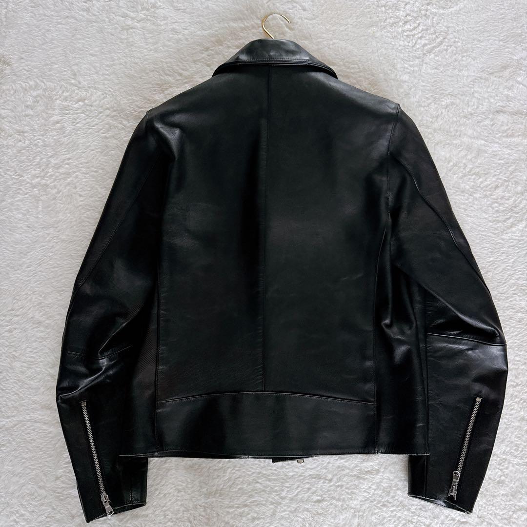 【グリーンレーベル】ダブルライダースジャケット レザージャケット 牛革 黒 XL