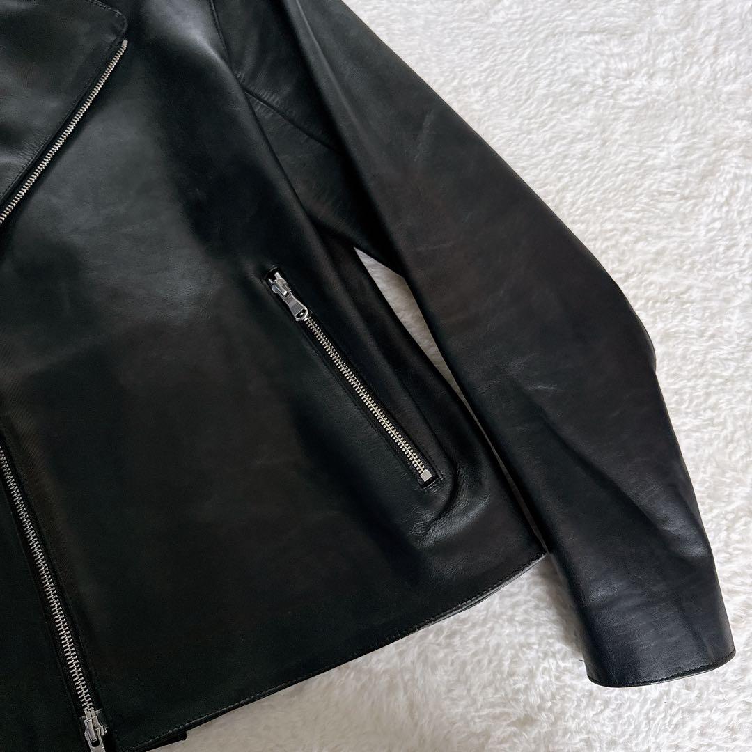 【グリーンレーベル】ダブルライダースジャケット レザージャケット 牛革 黒 XL