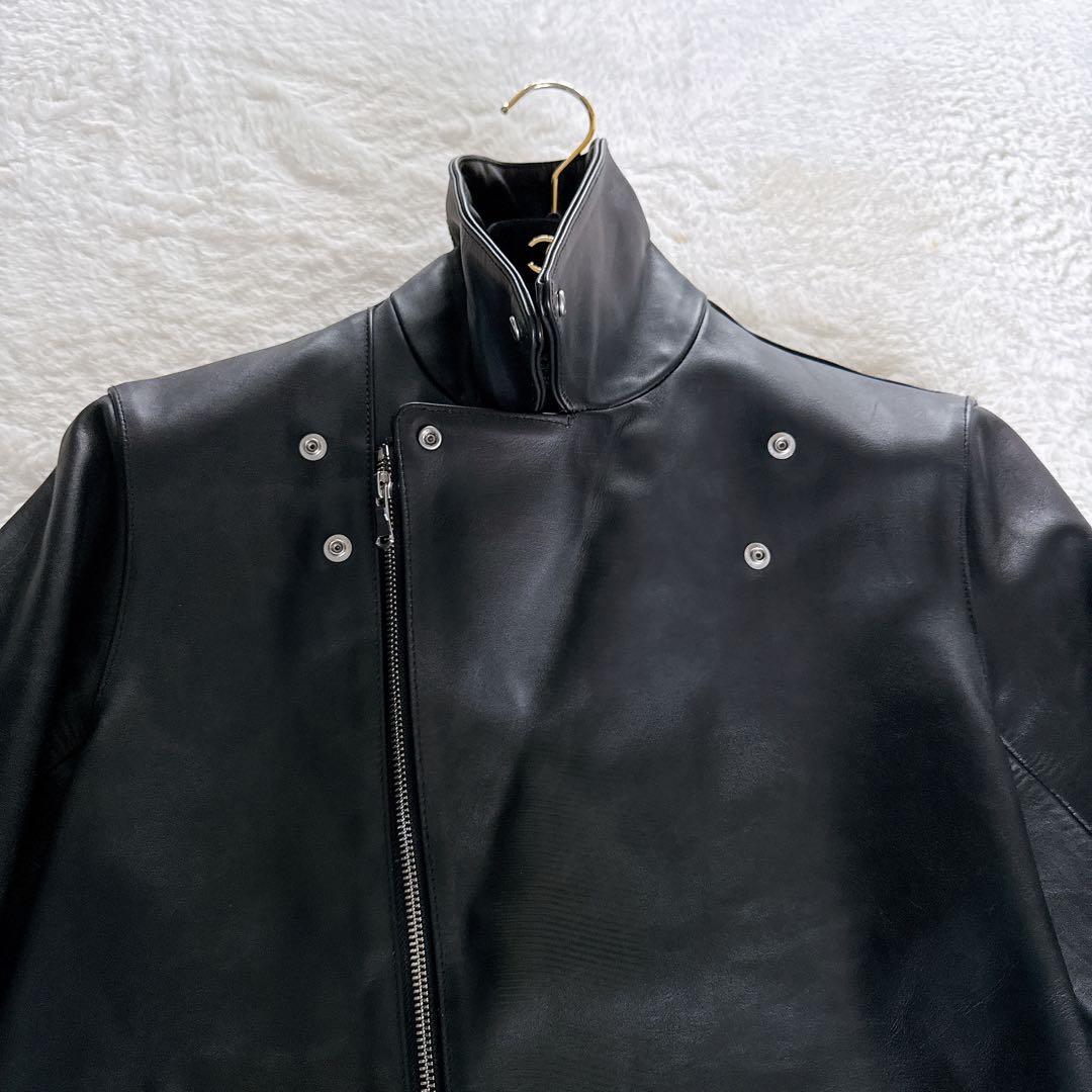 【グリーンレーベル】ダブルライダースジャケット レザージャケット 牛革 黒 XL