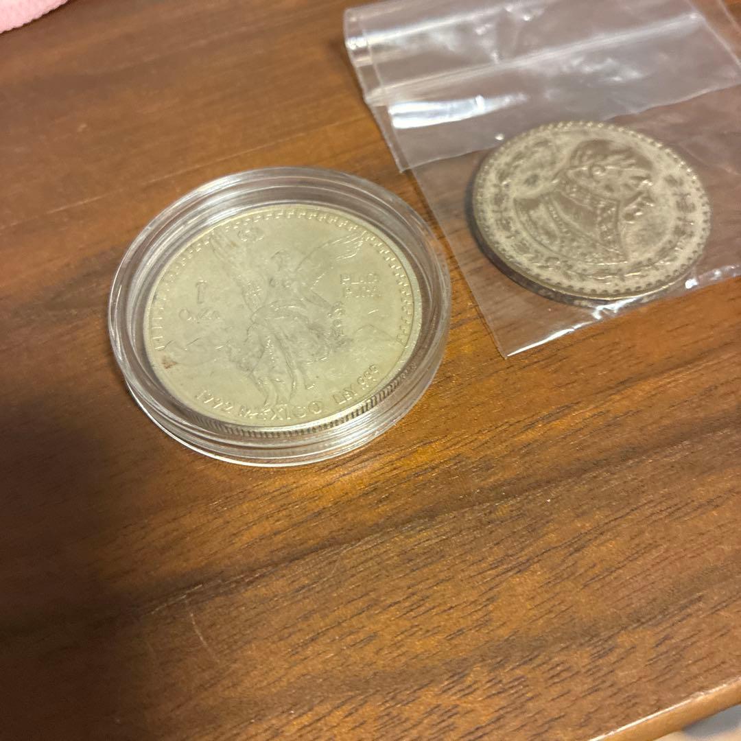 メキシコ　1オンザ銀貨（純銀）　1ペソ銀貨　2枚セット