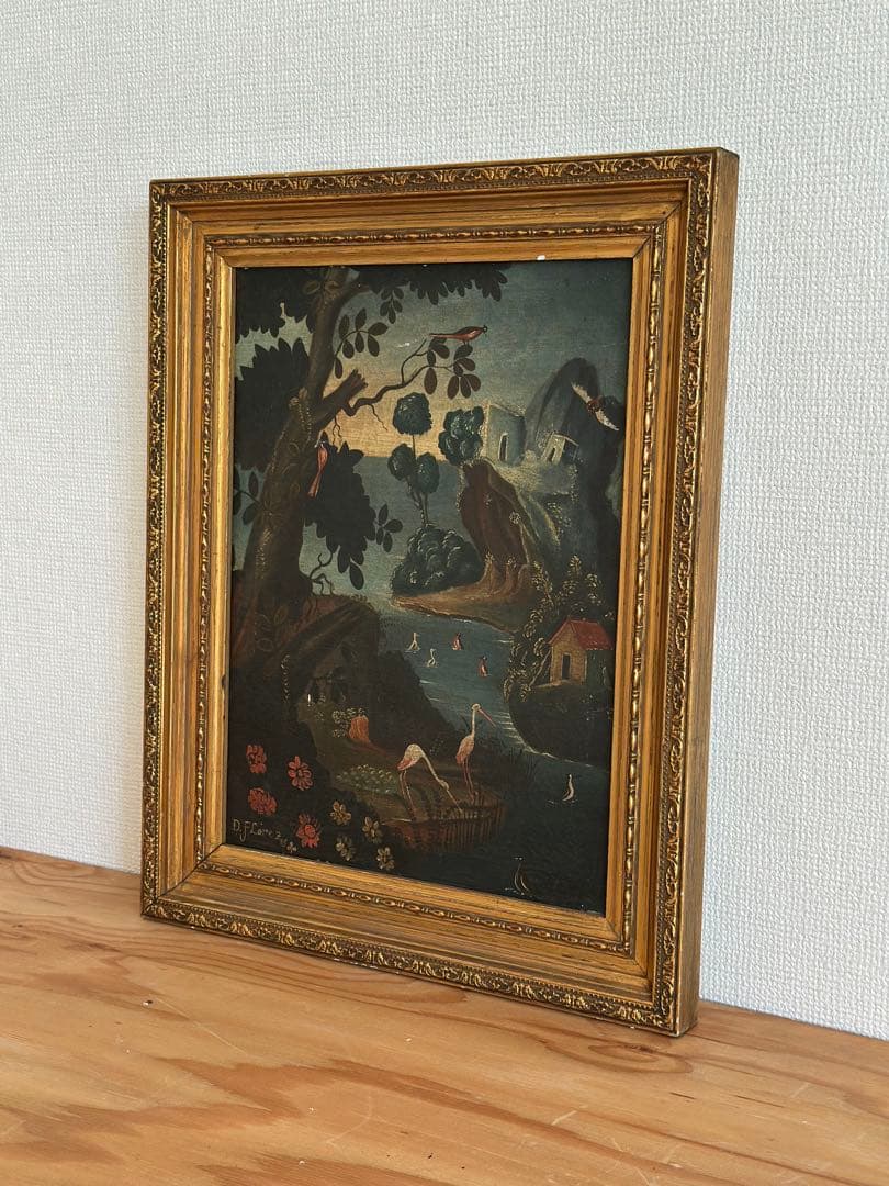 スペイン油彩風景画 フォークアート