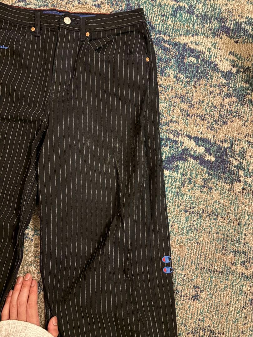 ZARA × Champion ストライプ バギー ジーンズ