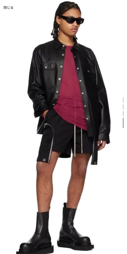RICK OWENS 松田翔太着 ラムレザーシャツ48 ブラック