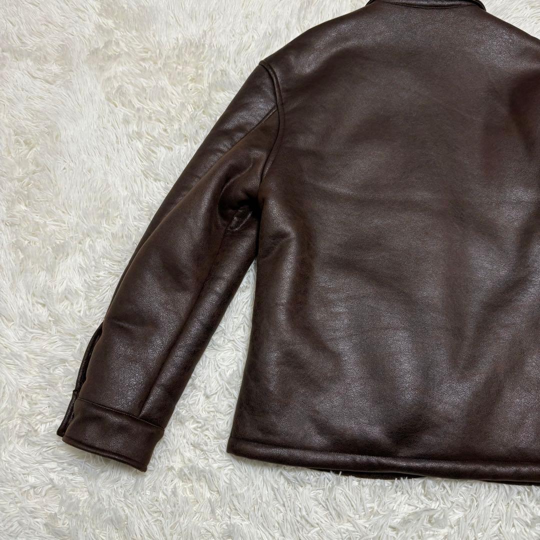 極美品　未使用級　ZARA ザラ　ダブルフェイスオーバーシャツ　裏ボア　ブラウン